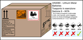 Imballaggio etichettato per Lithium metal batteries (batterie al litio metallico) in esenzione